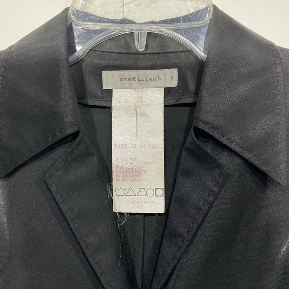 Rene’ Lezard Blazer Waist Jacket Wool Three Button Up Black Size 36 - Picture 3 of 12